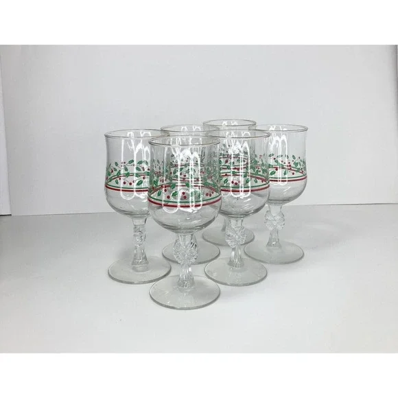 Arbys | Dining | Arbys Holly Berry Holiday Bow Stem Set Of 6 Waterwine  Glasses 6 34 Xmas | Poshmark